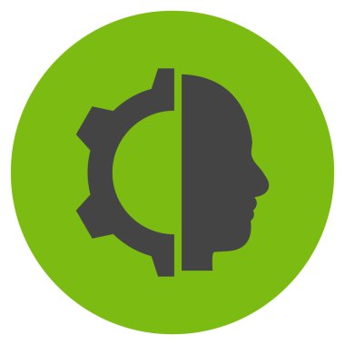 Cyborg vites düz yuvarlak vektör simgesi