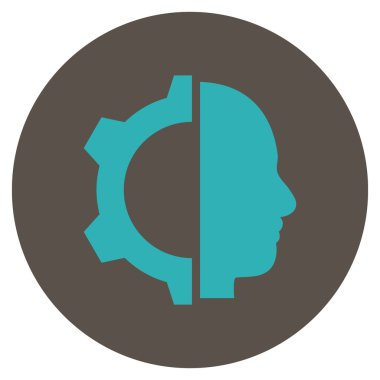 Cyborg vites düz yuvarlak vektör simgesi