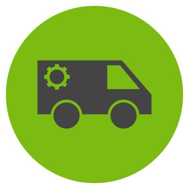 Hizmet araba düz yuvarlak vektör simgesi