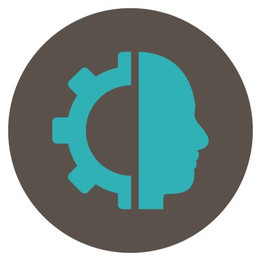 Cyborg vites düz yuvarlak vektör simgesi