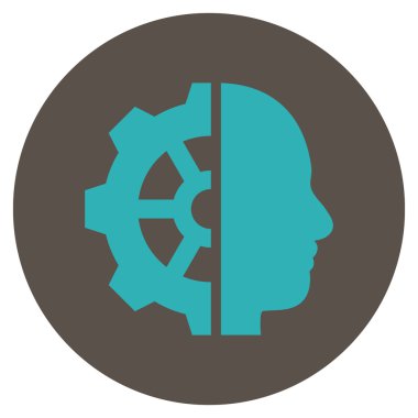 Cyborg vites düz yuvarlak vektör simgesi