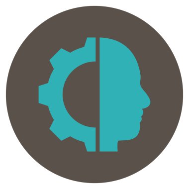 Cyborg vites düz yuvarlak vektör simgesi