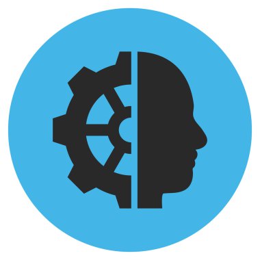 Cyborg vites düz yuvarlak vektör simgesi