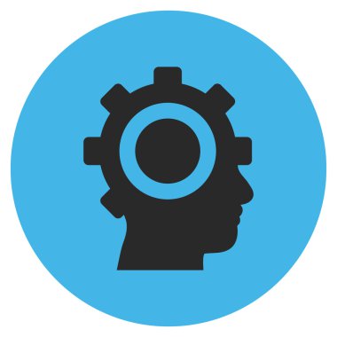 Cyborg vites düz yuvarlak vektör simgesi