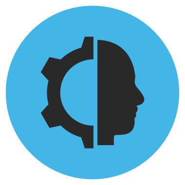 Cyborg vites düz yuvarlak vektör simgesi