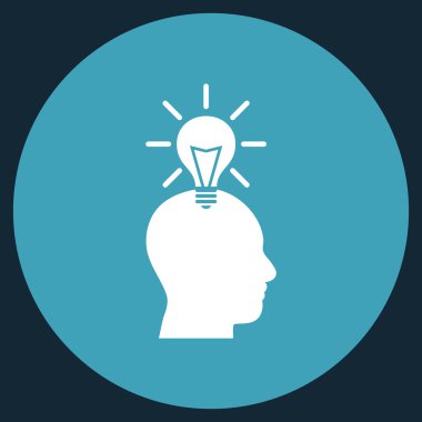 Dahi ampul düz yuvarlak vektör simgesi