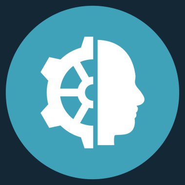 Cyborg vites düz yuvarlak vektör simgesi