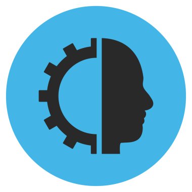 Cyborg vites düz yuvarlak vektör simgesi