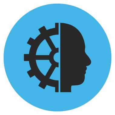 Cyborg vites düz yuvarlak vektör simgesi