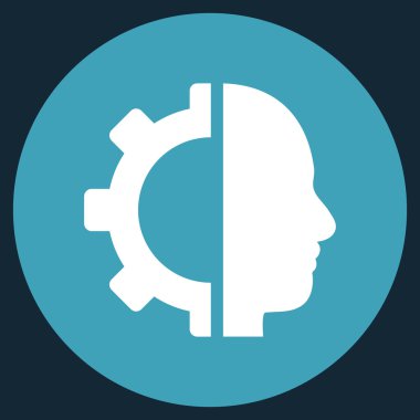 Cyborg vites düz yuvarlak vektör simgesi