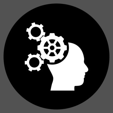 Beyin mekanik düz yuvarlak vektör simgesi