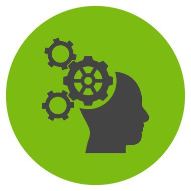 Beyin mekanik düz yuvarlak vektör simgesi