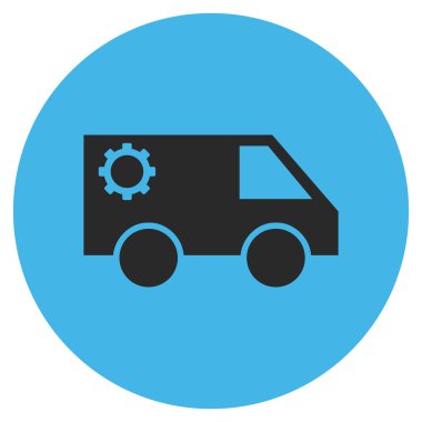 Hizmet araba düz yuvarlak vektör simgesi