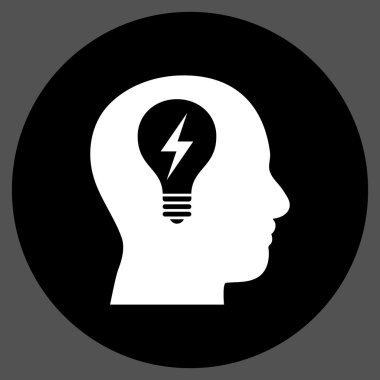 Kafası ampul düz yuvarlak vektör simgesi