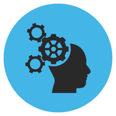 Beyin mekanik düz yuvarlak vektör simgesi