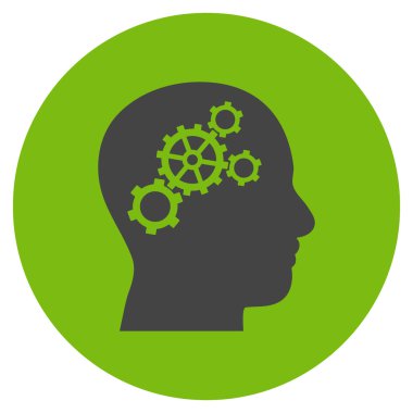 Beyin vites düz yuvarlak vektör simgesi