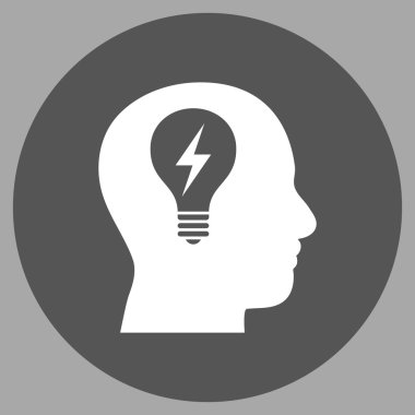Kafası ampul düz yuvarlak vektör simgesi