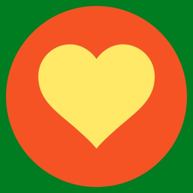 Aşk kalp düz yuvarlak vektör simgesi