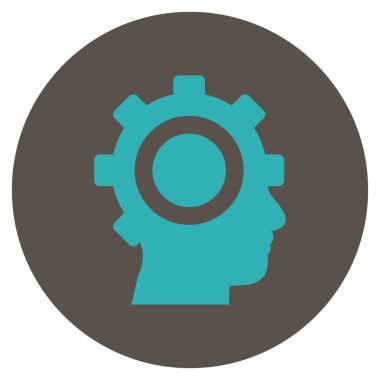 Cyborg vites düz yuvarlak vektör simgesi