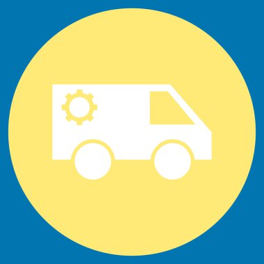 Hizmet araba düz yuvarlak vektör simgesi