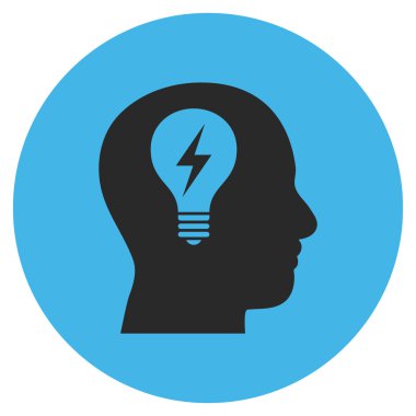 Kafası ampul düz yuvarlak vektör simgesi