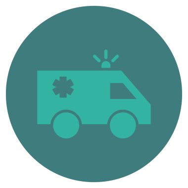 Acil araba düz yuvarlak vektör simgesi