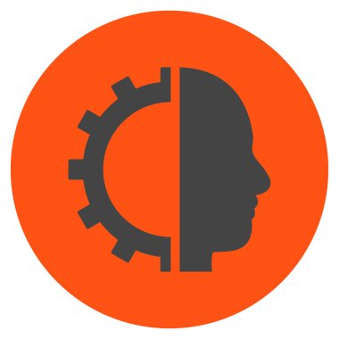 Cyborg vites düz yuvarlak vektör simgesi