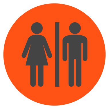 WC kişi düz yuvarlak vektör simgesi