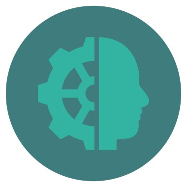 Cyborg vites düz yuvarlak vektör simgesi