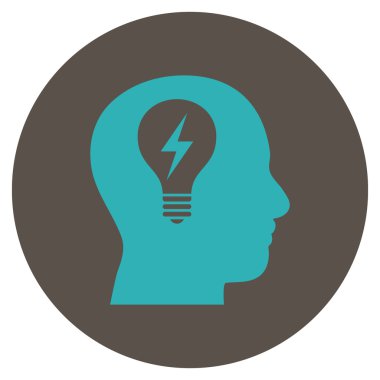 Kafası ampul düz yuvarlak vektör simgesi