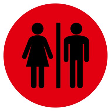 WC kişi düz yuvarlak vektör simgesi