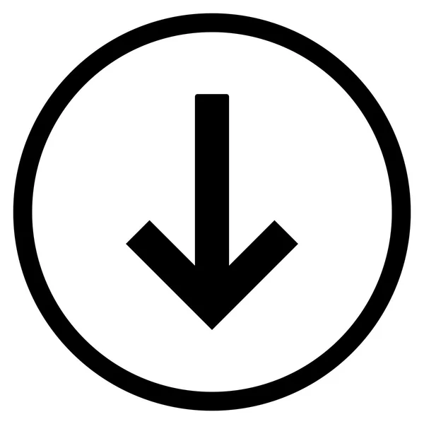 Pfeil nach unten flacher Vektor abgerundetes Symbol — Stockvektor