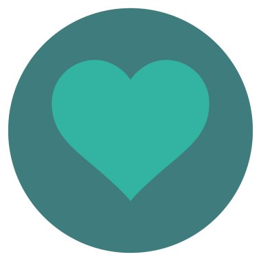 Aşk kalp düz yuvarlak vektör simgesi