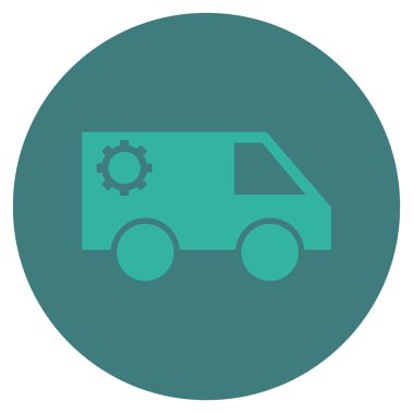 Hizmet araba düz yuvarlak vektör simgesi