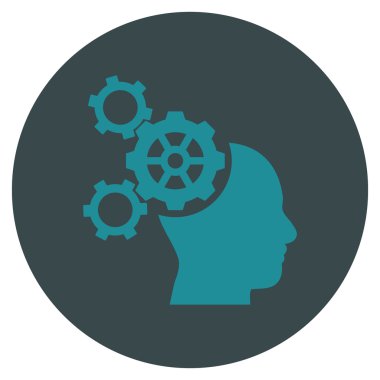 Beyin mekanik düz yuvarlak vektör simgesi