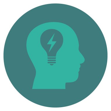 Kafası ampul düz yuvarlak vektör simgesi