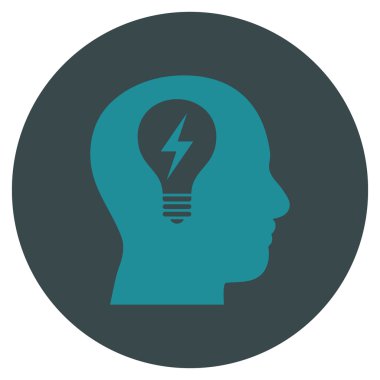 Kafası ampul düz yuvarlak vektör simgesi