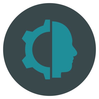 Cyborg vites düz yuvarlak vektör simgesi