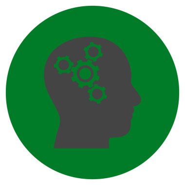 Beyin mekanik düz yuvarlak vektör simgesi