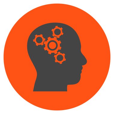 Beyin mekanik düz yuvarlak vektör simgesi