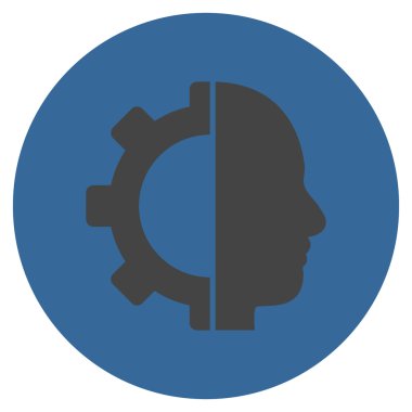 Cyborg vites düz yuvarlak vektör simgesi