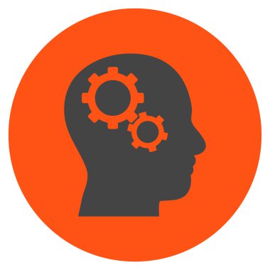 Beyin vites düz yuvarlak vektör simgesi