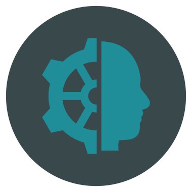 Cyborg vites düz yuvarlak vektör simgesi