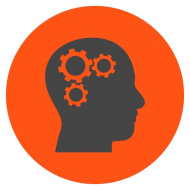 Beyin vites düz yuvarlak vektör simgesi