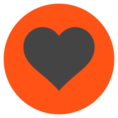 Aşk kalp düz yuvarlak vektör simgesi