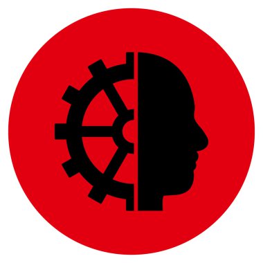 Cyborg vites düz yuvarlak vektör simgesi