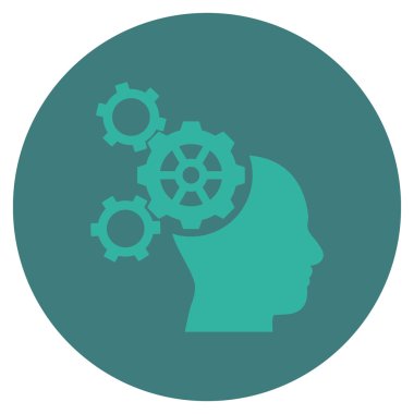 Beyin mekanik düz yuvarlak vektör simgesi