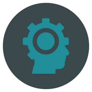 Cyborg vites düz yuvarlak vektör simgesi