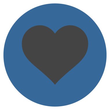 Aşk kalp düz yuvarlak vektör simgesi