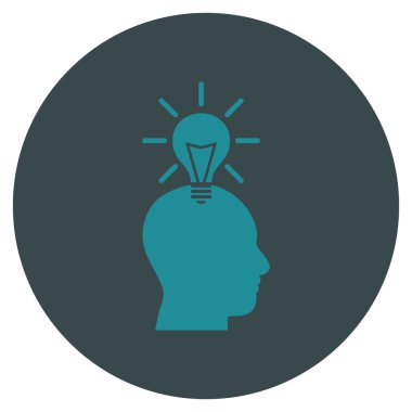 Dahi ampul düz yuvarlak vektör simgesi